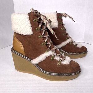 See By Chloe Eileen Wedge Shearling Platform Hiker Booties US 8 Winter Chalet